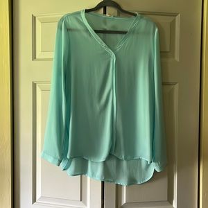 Pleione light blue blouse. Size large.
